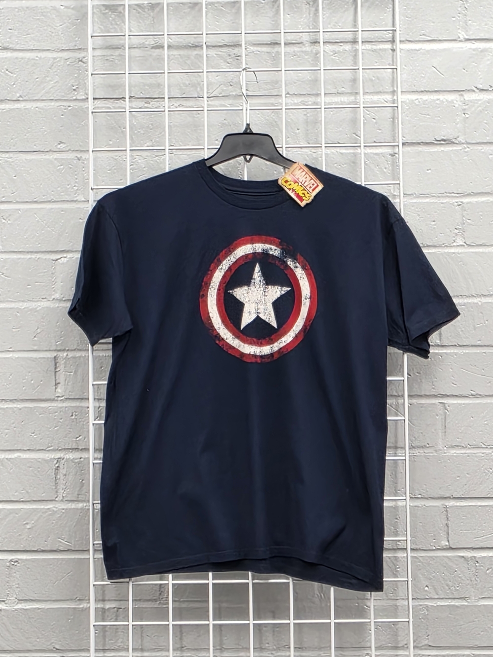 Marvel Navy Short Sleeve Tee with Captain America Shield